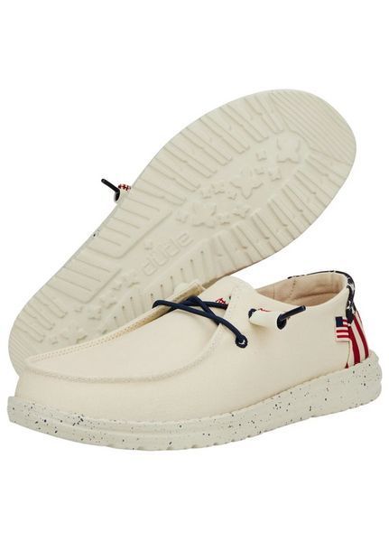 Мужские мокасины Hey Dude Wally Americana Wide Off White 41784-1LB, размер 44, стелька 29 см УТП047575-2 фото