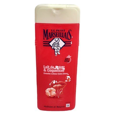 Гель для душу з бавовняним молоком та маком Le Petit Marseillais Lait de Coton&Coquelicot, 400мл УТП026783 фото