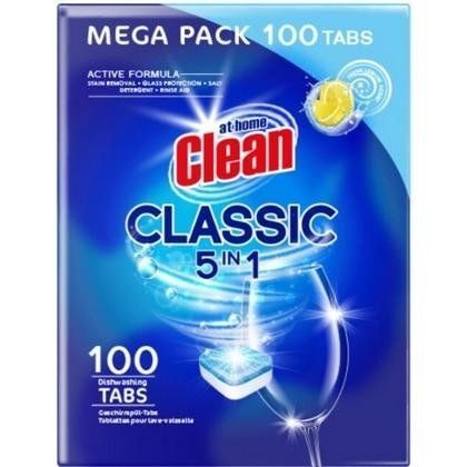 Таблетки для посудомийної машини, At Home Clean 5-в-1, з ароматом лимона, 100 штук УТП011590 фото