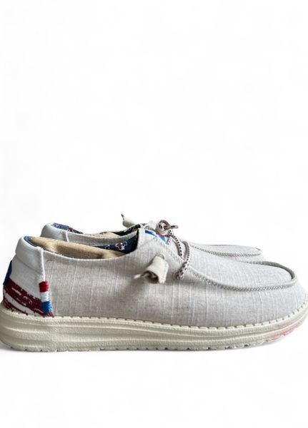 Чоловічі мокасини Hey Dude Wendy texas canvas, Off white розмір 48, устілка 31.7 см Білий НФ-00000348-29 фото