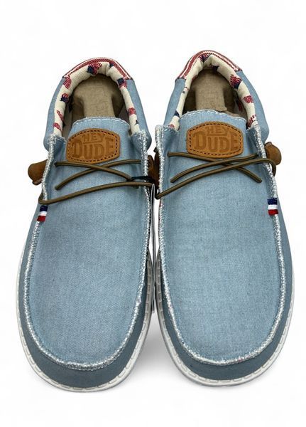 Мужские мокасины Hey Dude Wally Americana Denim Stripe 40395-4OE размер 41, стелька 27.2, см Голубой НФ-00000348-3 фото
