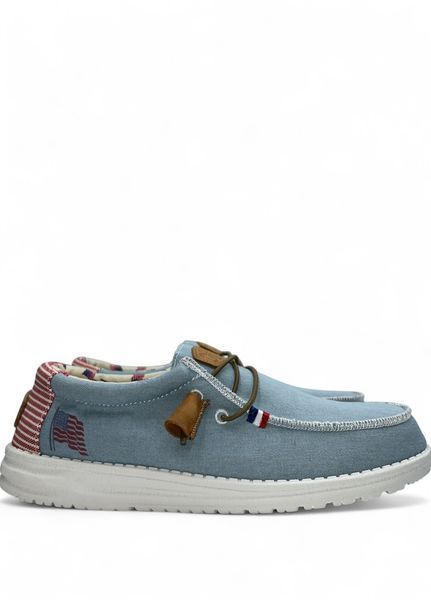 Мужские мокасины Hey Dude Wally Americana Denim Stripe 40395-4OE размер 41, стелька 27.2, см Голубой НФ-00000348-3 фото