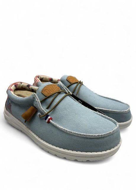Чоловічі мокасини Hey Dude Wally Americana Denim Stripe 40395-4OE розмір 41, устілка 27.2 см Блакитний НФ-00000348-3 фото