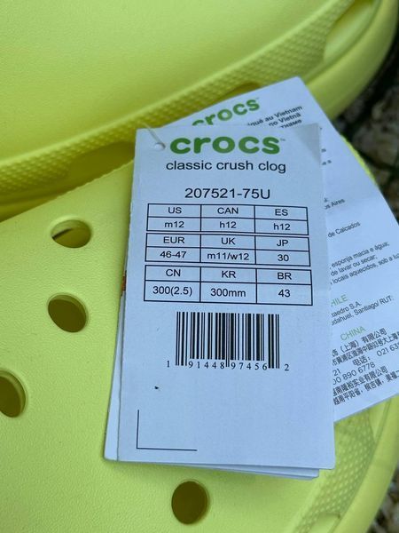 Кроксы Crocs&nbsp;Classic Crush Clog M12 46-47р. 30см Лимонный (оригинал) УТП038351 фото